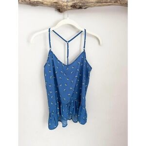 Abercrombie & Fitch XS Floral Blue Spaghetti Strap Tank Top